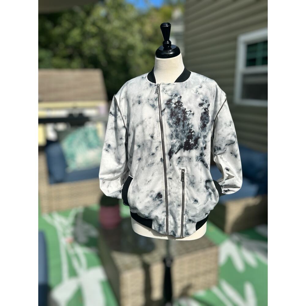 N1SQ Marble Print Zip-Up Jacket Streetwear
